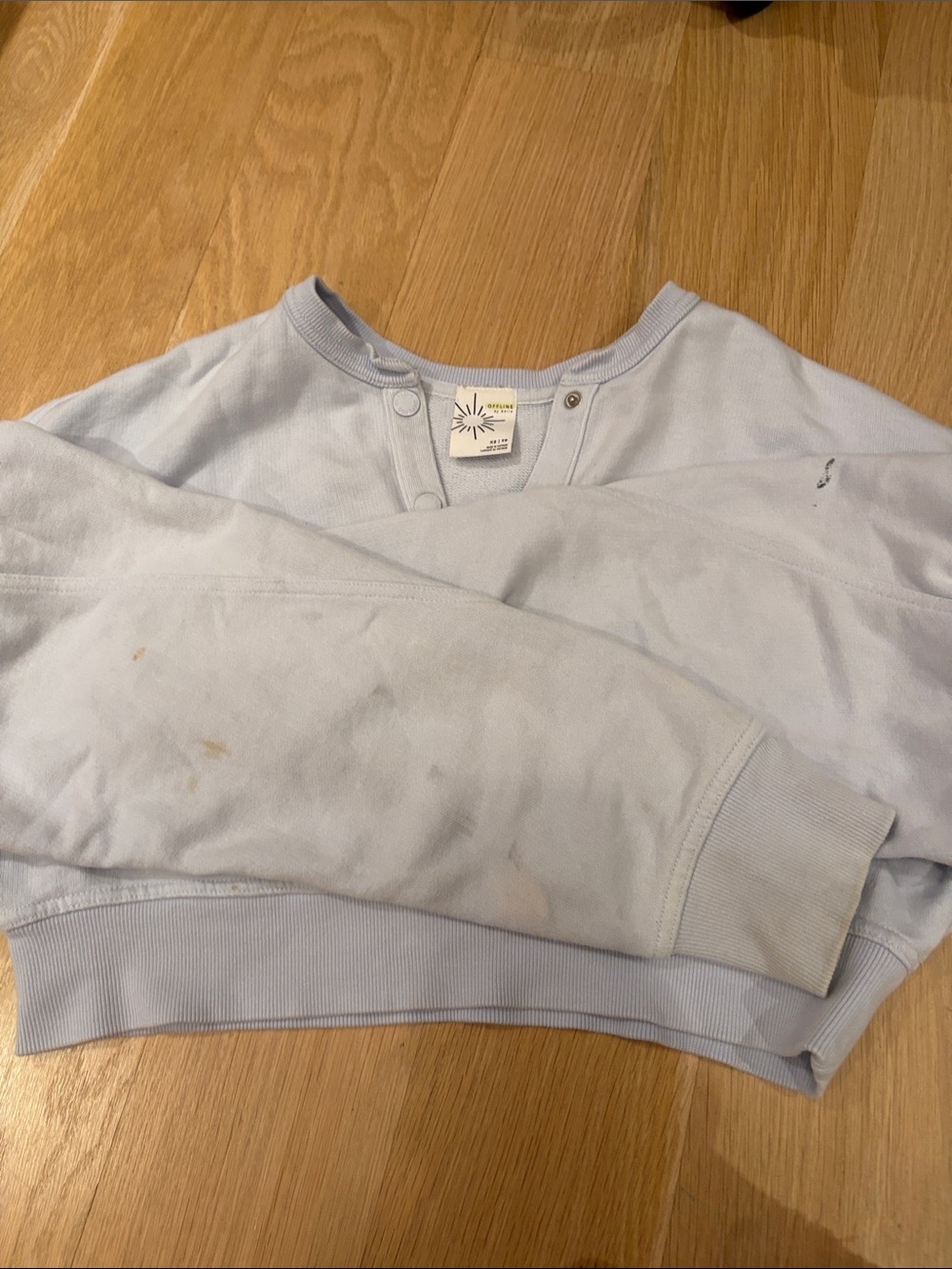 aerie Light Blue Snap-Front Henley Sweatshirt - Picture 4 of 4